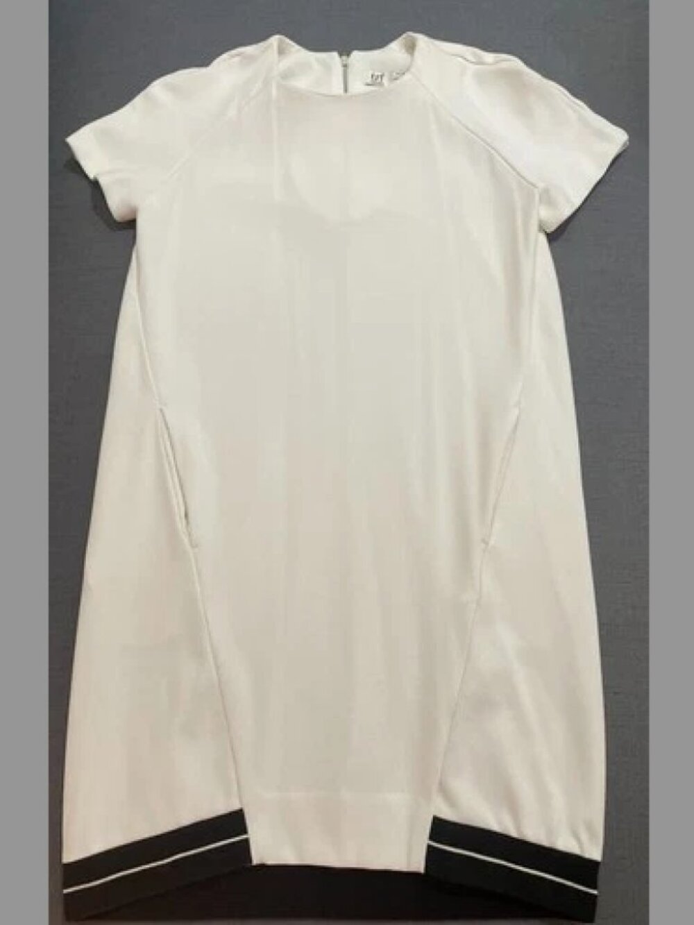 Zara TRF White Short Sleeve Raglan Mini Dress Black Striped Hem Y2K Size Small